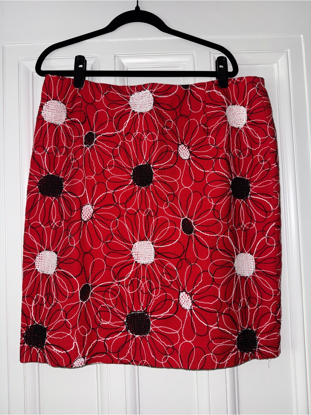 Carlisle Red Floral Mini Skirt with White and Black Accents